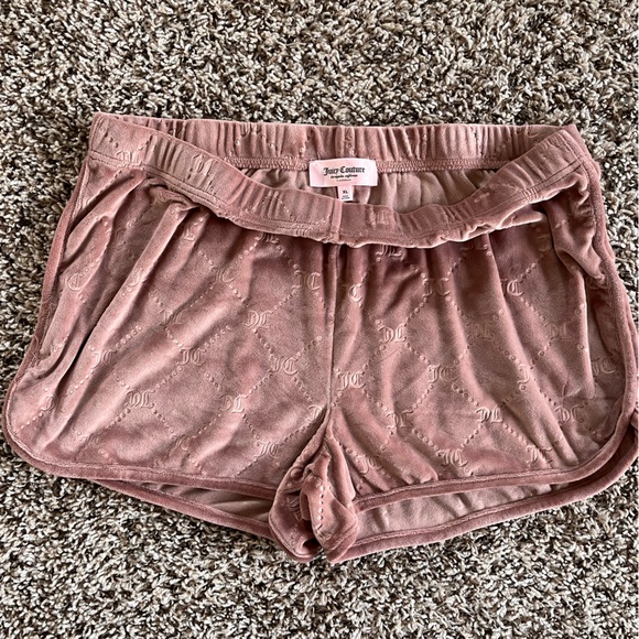 Juicy Couture Other - Juicy Couture Velour Sleep Shorts Pink Monogram Embossed XL Lounge Pajamas